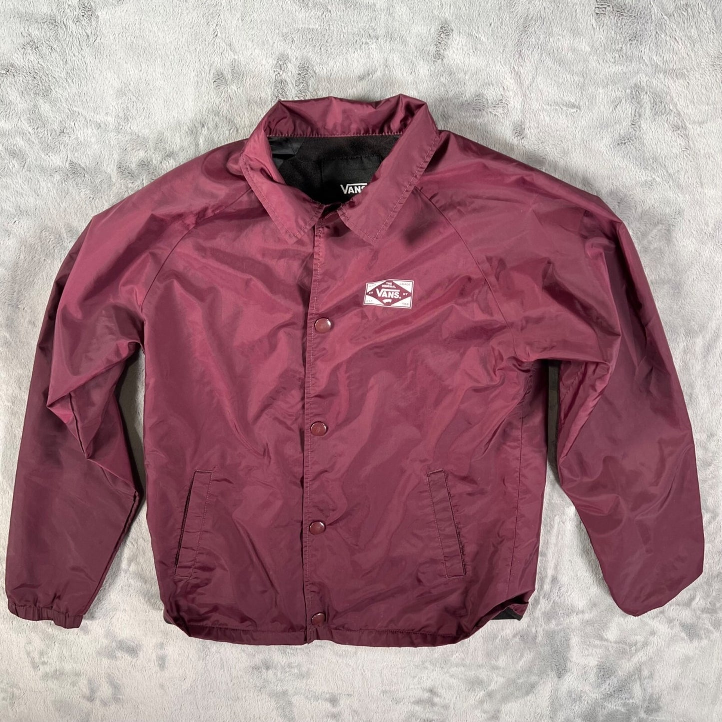 Vans "Off The Wall" Boy's Burgundy Lined Nylon Torrey Coaches' Jacket (Youth M)