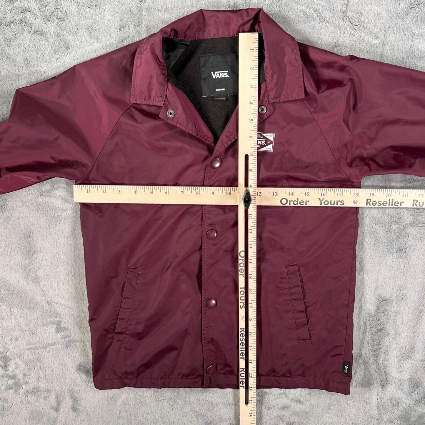 Vans "Off The Wall" Boy's Burgundy Lined Nylon Torrey Coaches' Jacket (Youth M)
