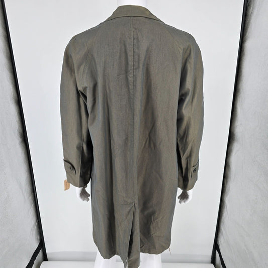 Vintage 1950s "The All Weather Coat" Gabardine Shell Satin Lined Raincoat (L)