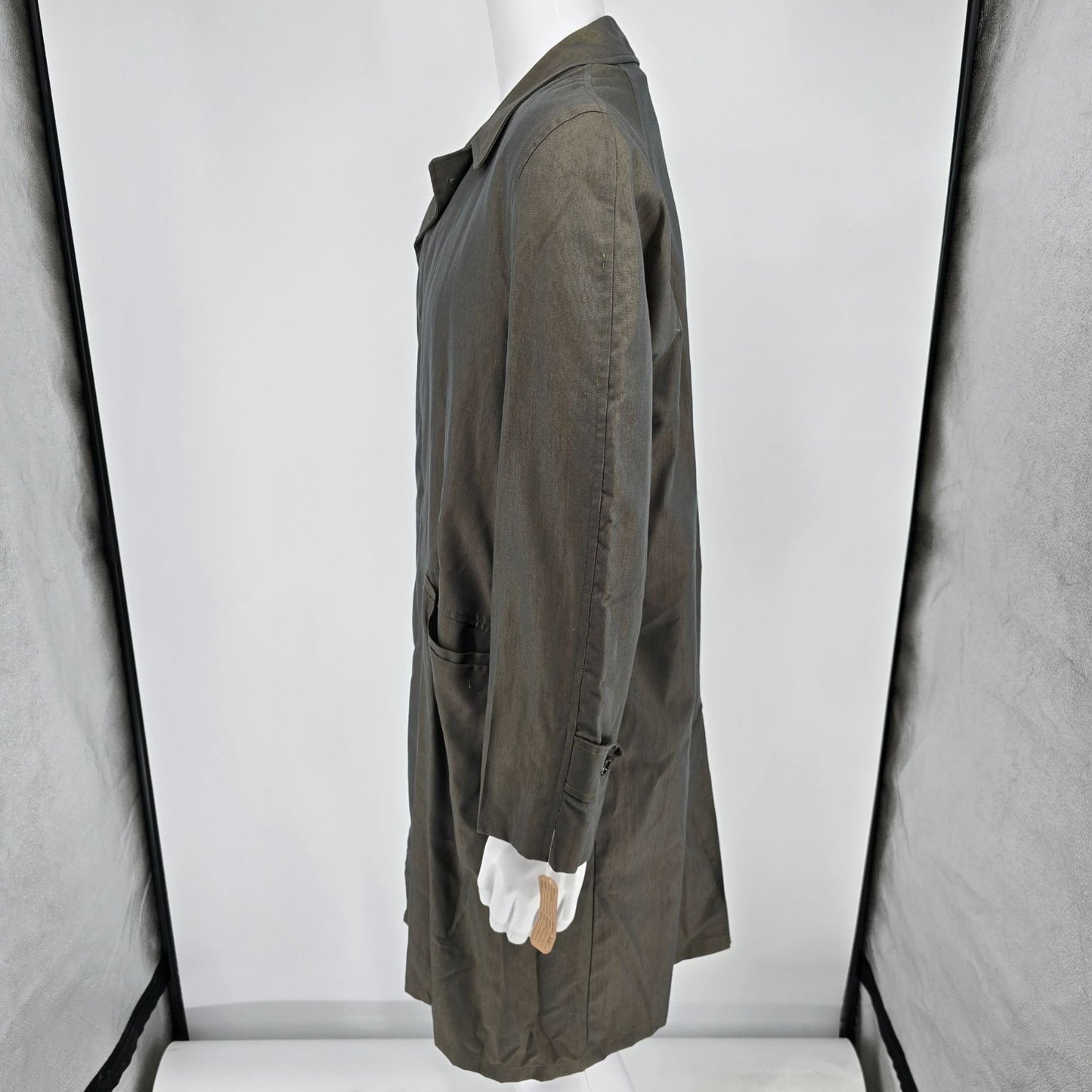 Vintage 1950s "The All Weather Coat" Gabardine Shell Satin Lined Raincoat (L)