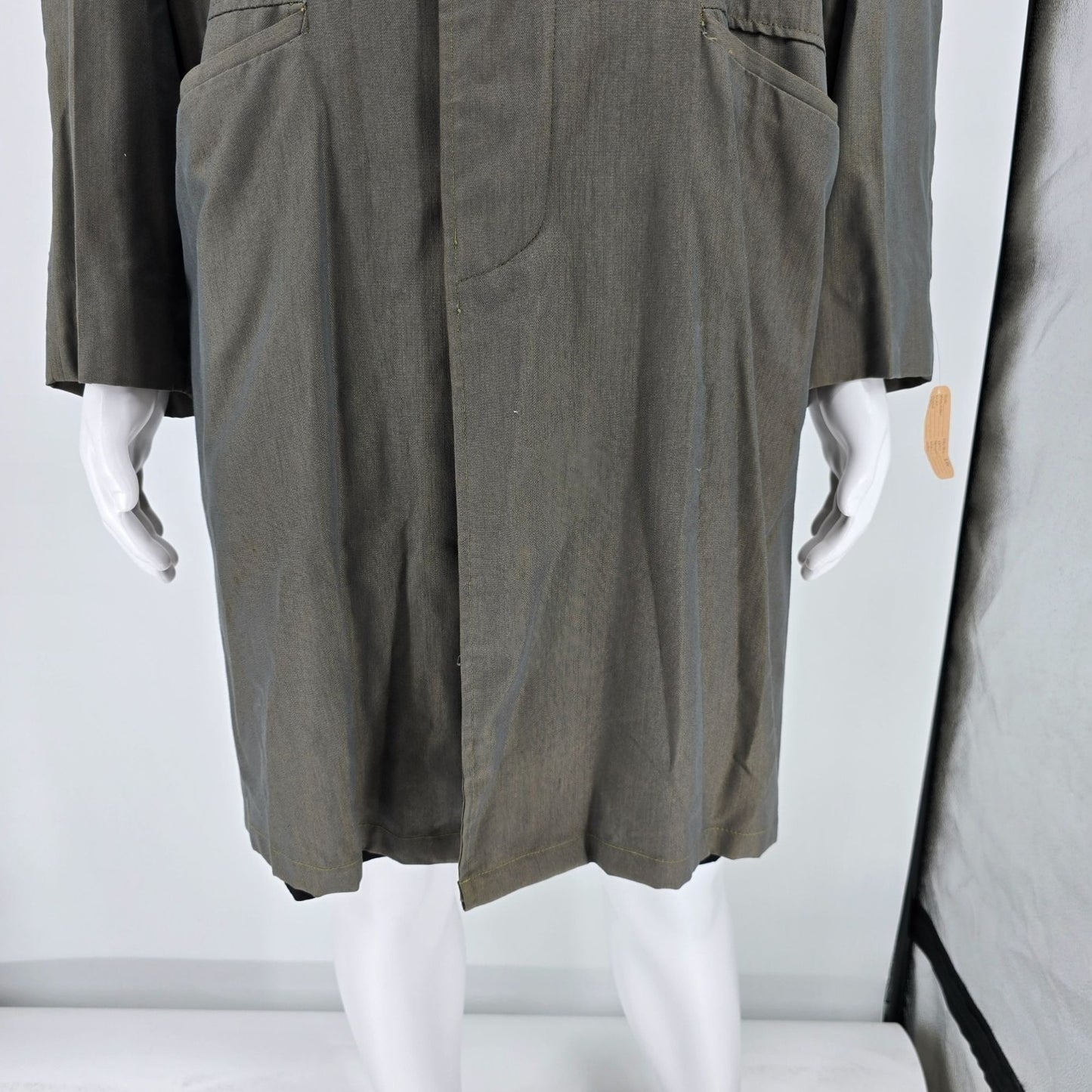 Vintage 1950s "The All Weather Coat" Gabardine Shell Satin Lined Raincoat (L)
