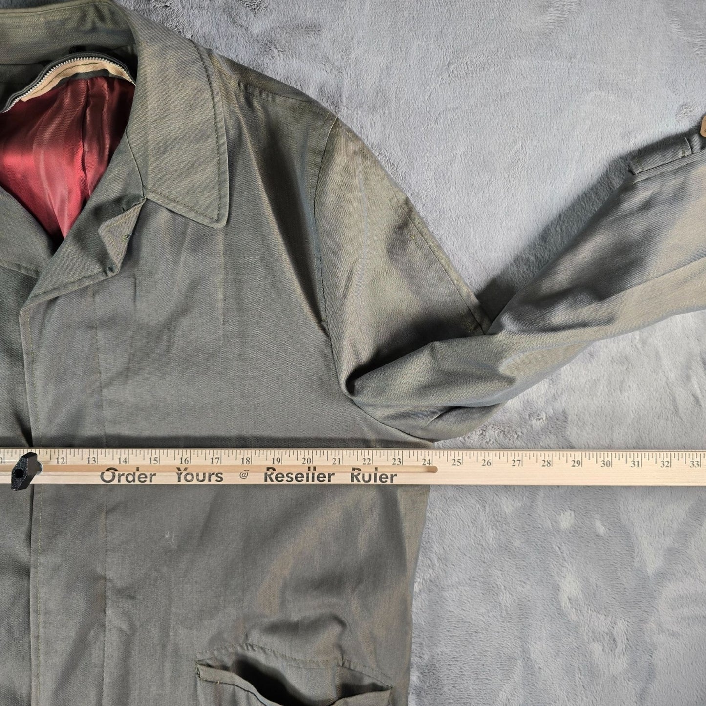 Vintage 1950s "The All Weather Coat" Gabardine Shell Satin Lined Raincoat (L)