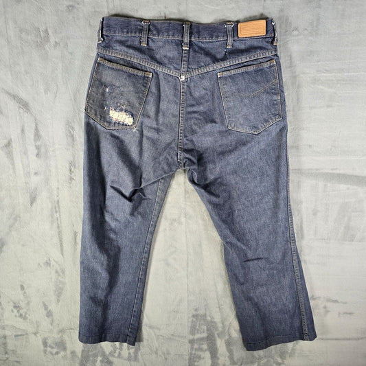 Vintage 1980s Roebucks (Sears) Distressed Mens Denim Blue Jeans (36x25)