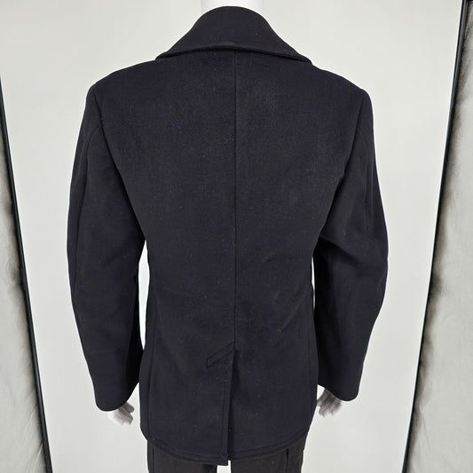 Vintage 1950s U.S. Navy Midnight Blue Double-Breasted Wool Peacoat (M)