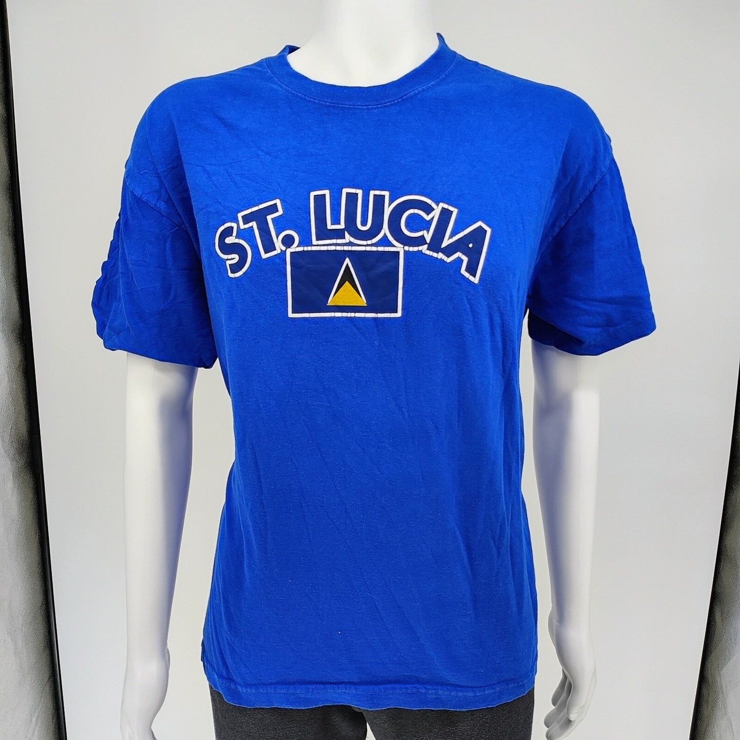 Sham's St. Lucia Flag Made in Saint Lucia Graphic T-Shirt (XL) *FLAWS*