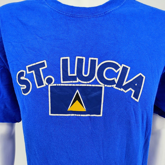Sham's St. Lucia Flag Made in Saint Lucia Graphic T-Shirt (XL) *FLAWS*