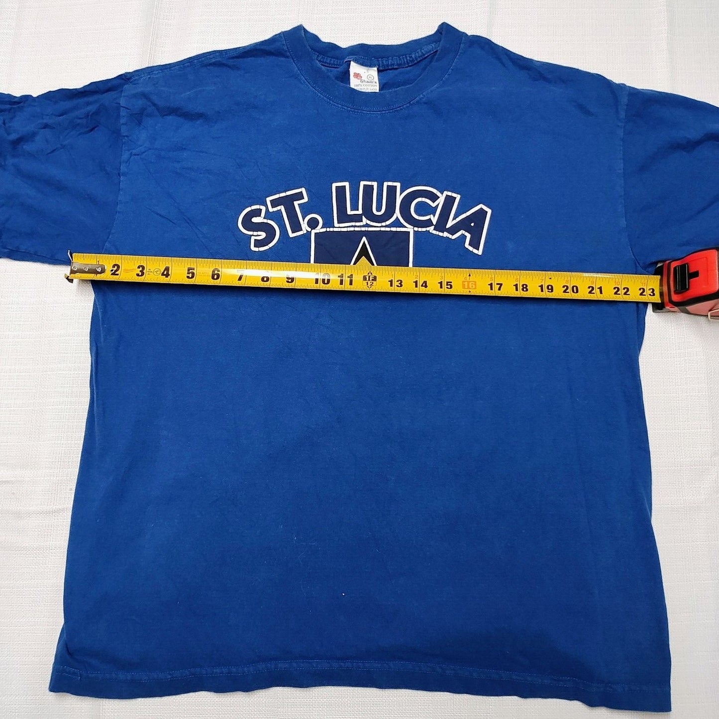 Sham's St. Lucia Flag Made in Saint Lucia Graphic T-Shirt (XL) *FLAWS*