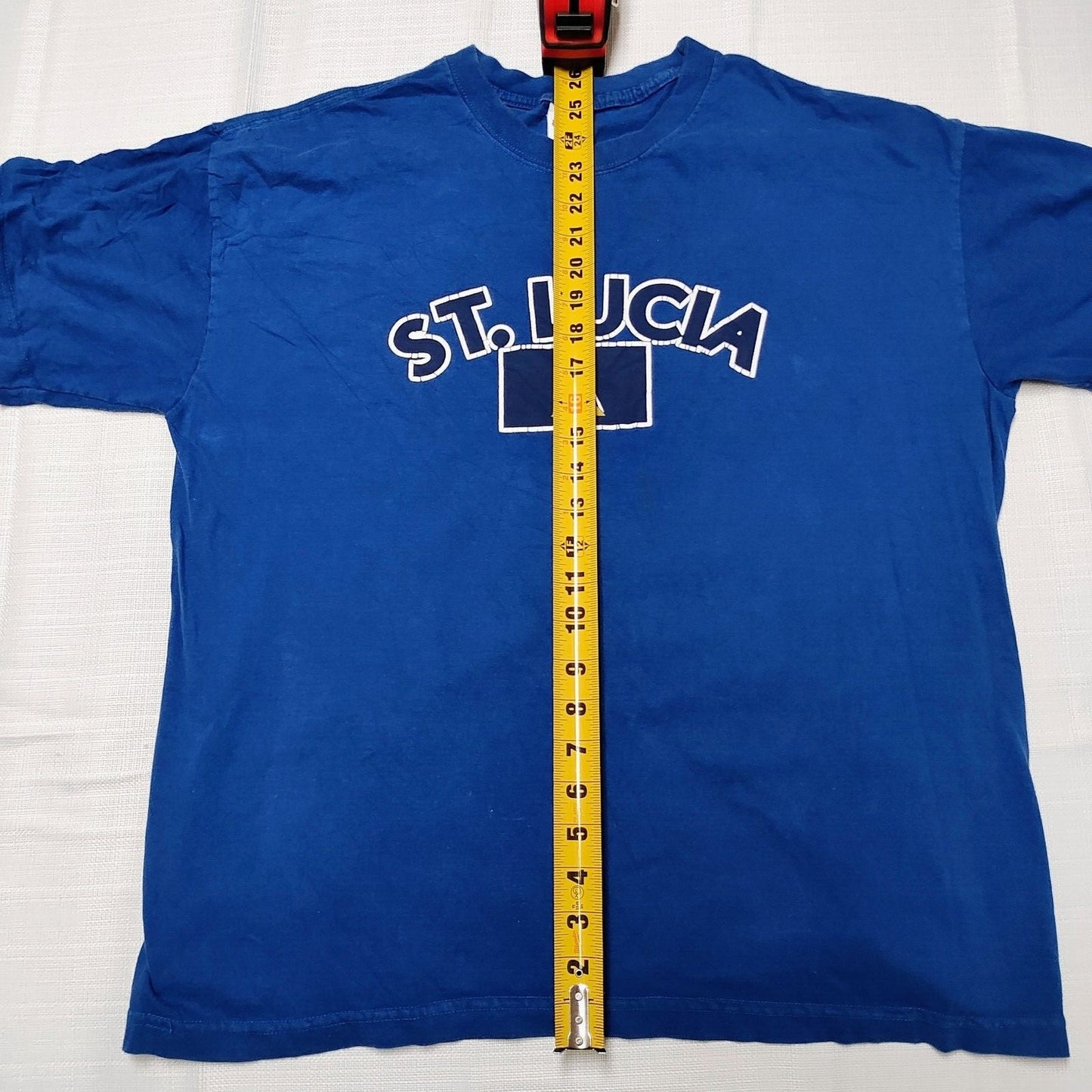 Sham's St. Lucia Flag Made in Saint Lucia Graphic T-Shirt (XL) *FLAWS*