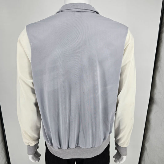 Distressed Vintage 1980s Pinnacle Grey/White/Red Zip Up Tricot Track Jacket (XL)