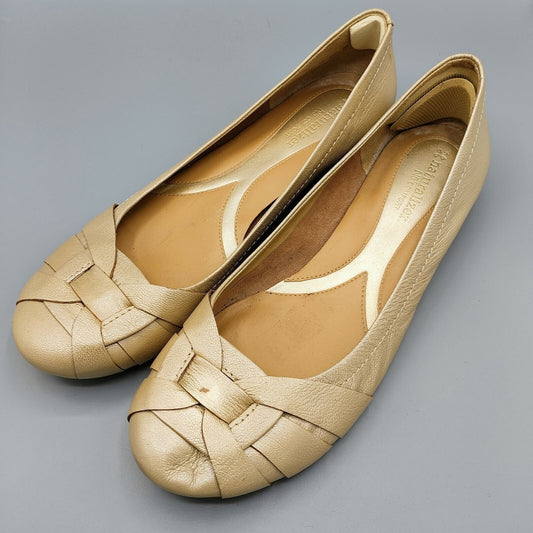 Naturalizer "Maude" Womens Beige Leather N5 Comfort Flats Woven Toe Design (9M)