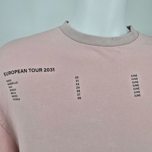 ASOS COLLUSION European Tour 2031 Pink Long Sleeve Knit T-Shirt (S) *Flawed