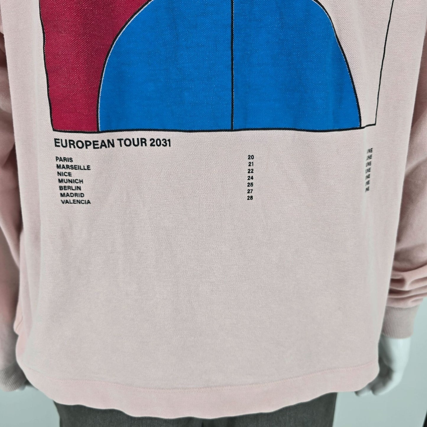 ASOS COLLUSION European Tour 2031 Pink Long Sleeve Knit T-Shirt (S) *Flawed