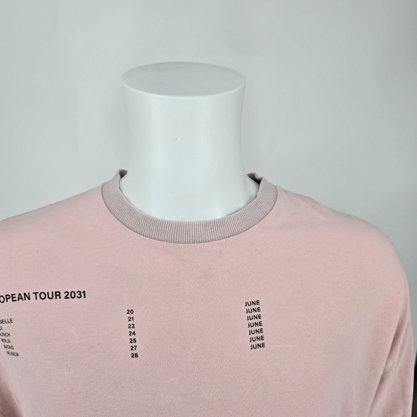 ASOS COLLUSION European Tour 2031 Pink Long Sleeve Knit T-Shirt (S) *Flawed