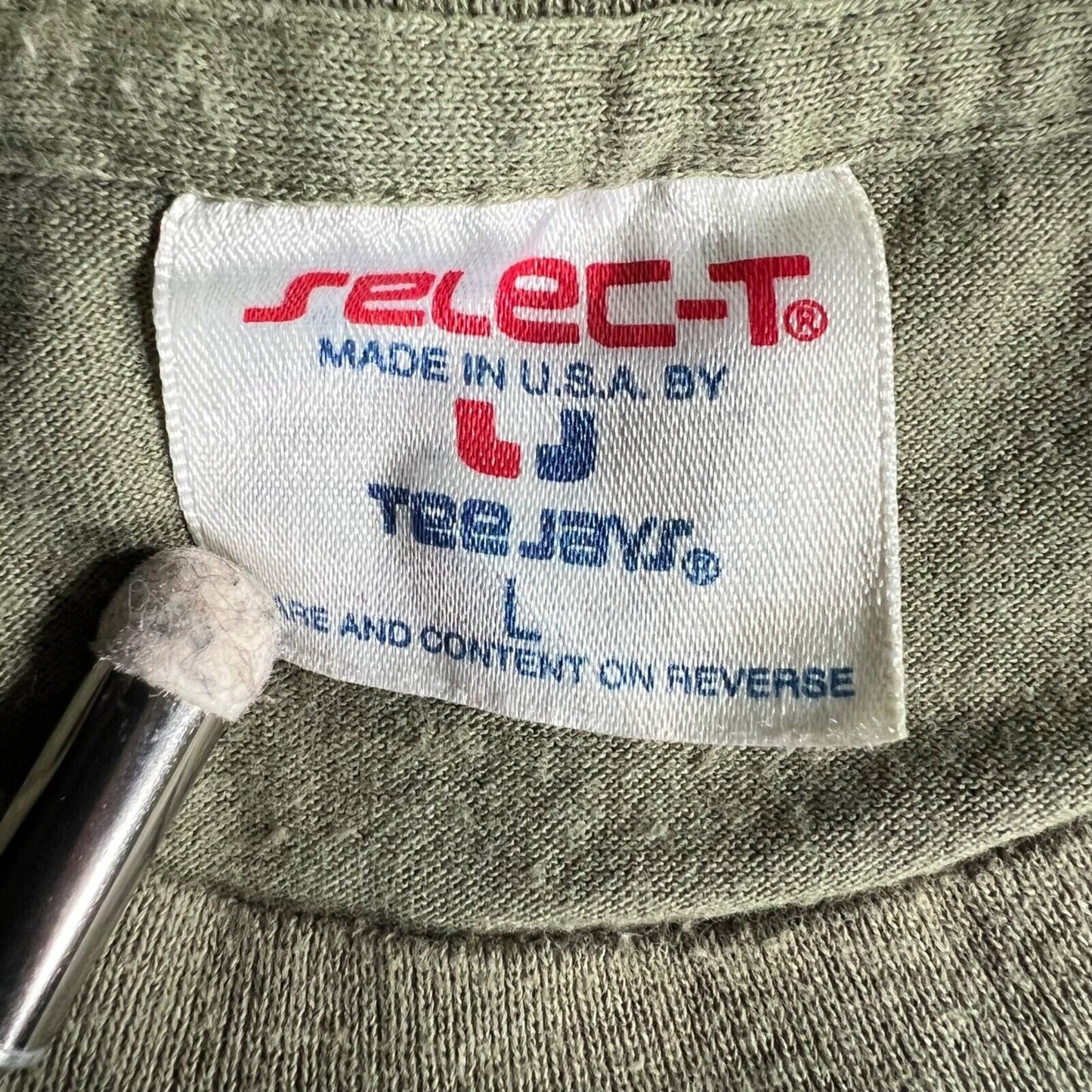 Vintage 1980s Select-T by Tee Jays Army Green Blank Single Stitch T-Shirt (M)