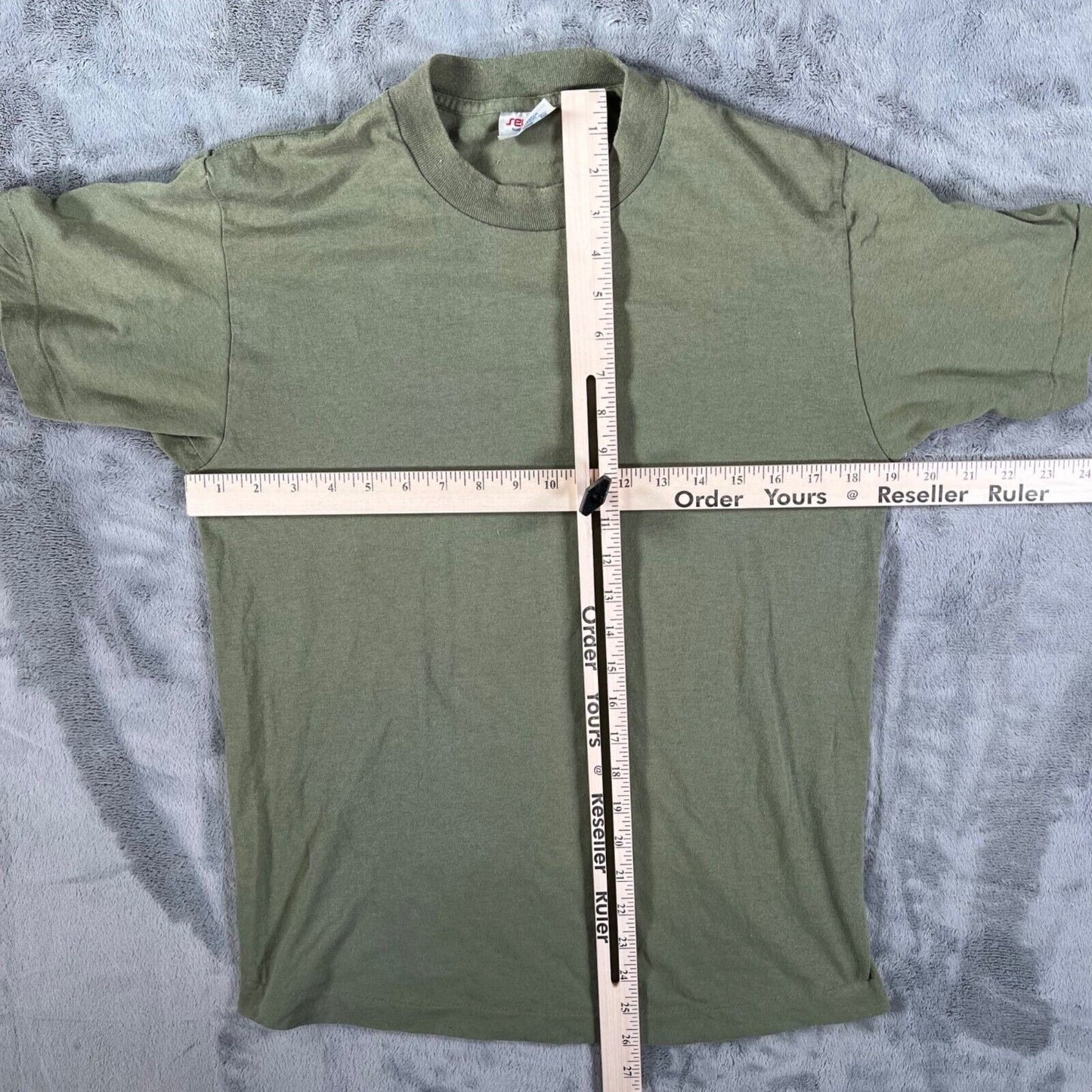 Vintage 1980s Select-T by Tee Jays Army Green Blank Single Stitch T-Shirt (M)
