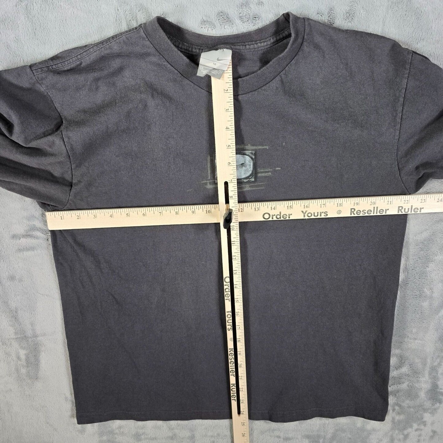 Vintage Y2K Nike Mens "Just Do It" Mini Swoosh Long Sleeve Dark Gray T-Shirt (M)