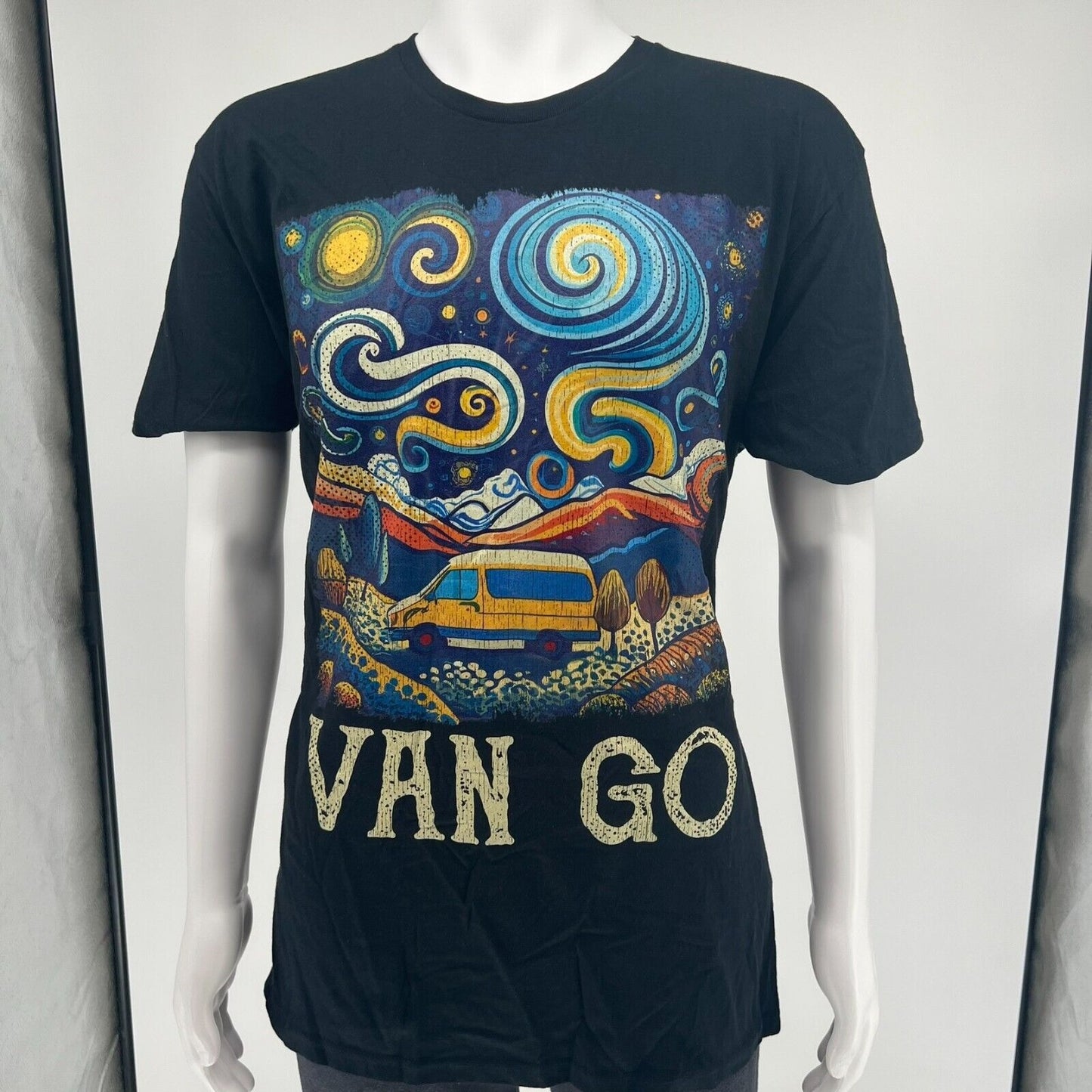 Black Vincent Van Gogh Vanlife "Van Go" Graphic T-Shirt (XL)