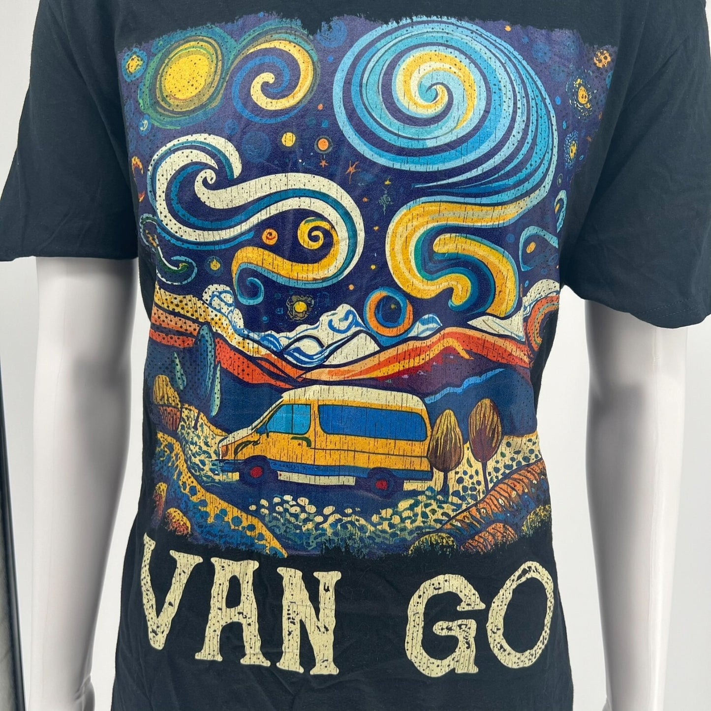 Black Vincent Van Gogh Vanlife "Van Go" Graphic T-Shirt (XL)