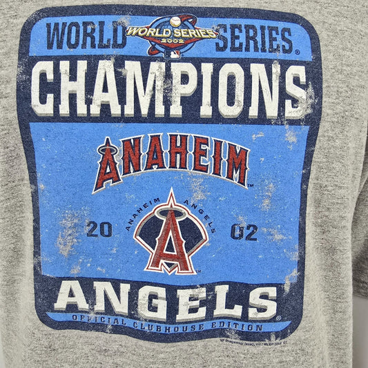Vintage Y2K Lee Sport Anaheim Angels 2002 World Series Champions T-Shirt (2XL)