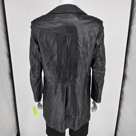 Vintage 1980s Angel Skin Cabretta Leather by Grais Black Car Coat (40R/Medium)