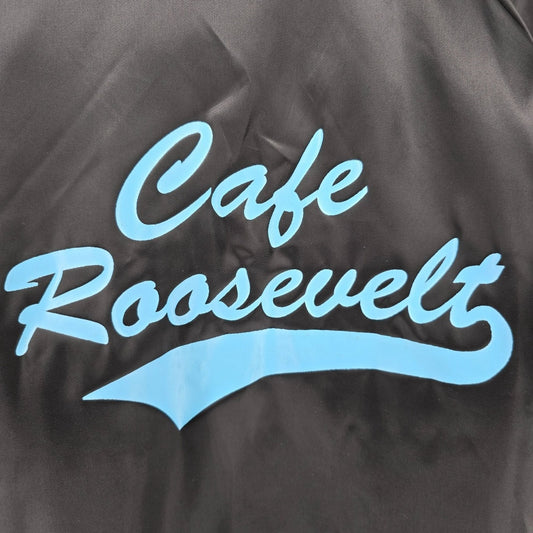 Vintage 1990s Auburn Sportswear Cafe Roosevelt Back Graphic Nylon Jacket (XXL)