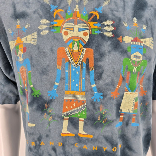 Vintage 1990s Grand Canyon Pueblo Kachinas Single Stitch Tie-Dye T-Shirt (XL)