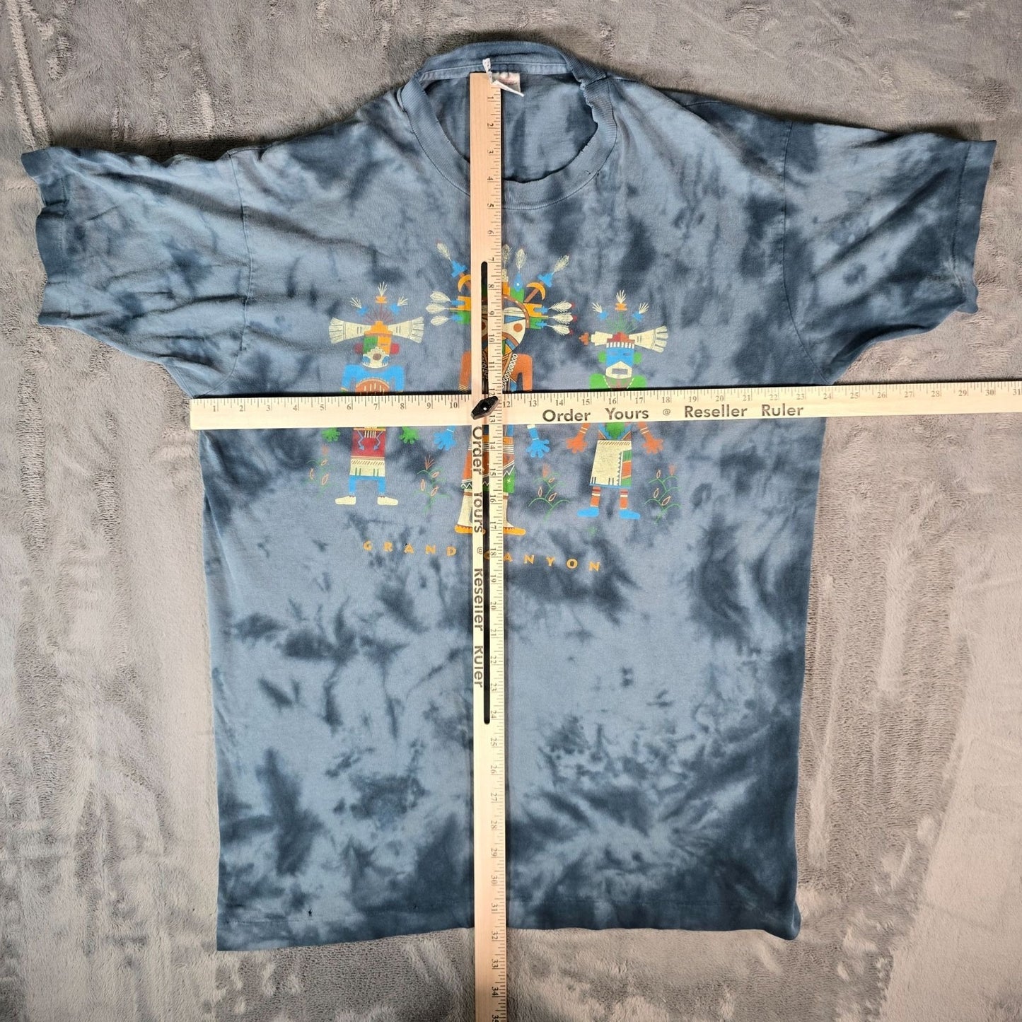 Vintage 1990s Grand Canyon Pueblo Kachinas Single Stitch Tie-Dye T-Shirt (XL)
