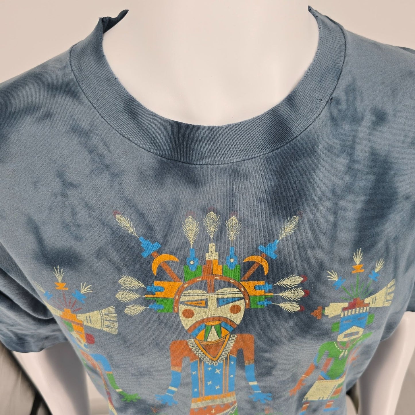 Vintage 1990s Grand Canyon Pueblo Kachinas Single Stitch Tie-Dye T-Shirt (XL)