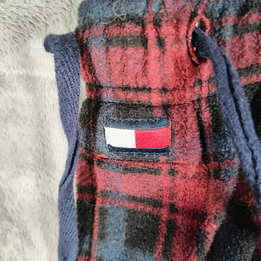 Tommy Hilfiger Sleepwear Red and Blue Plaid Fleece Mens Pajama Pants (Small)