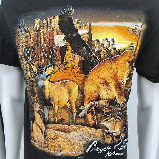 Bryce Canyon National Park Wildlife Black Graphic T-Shirt (Medium)