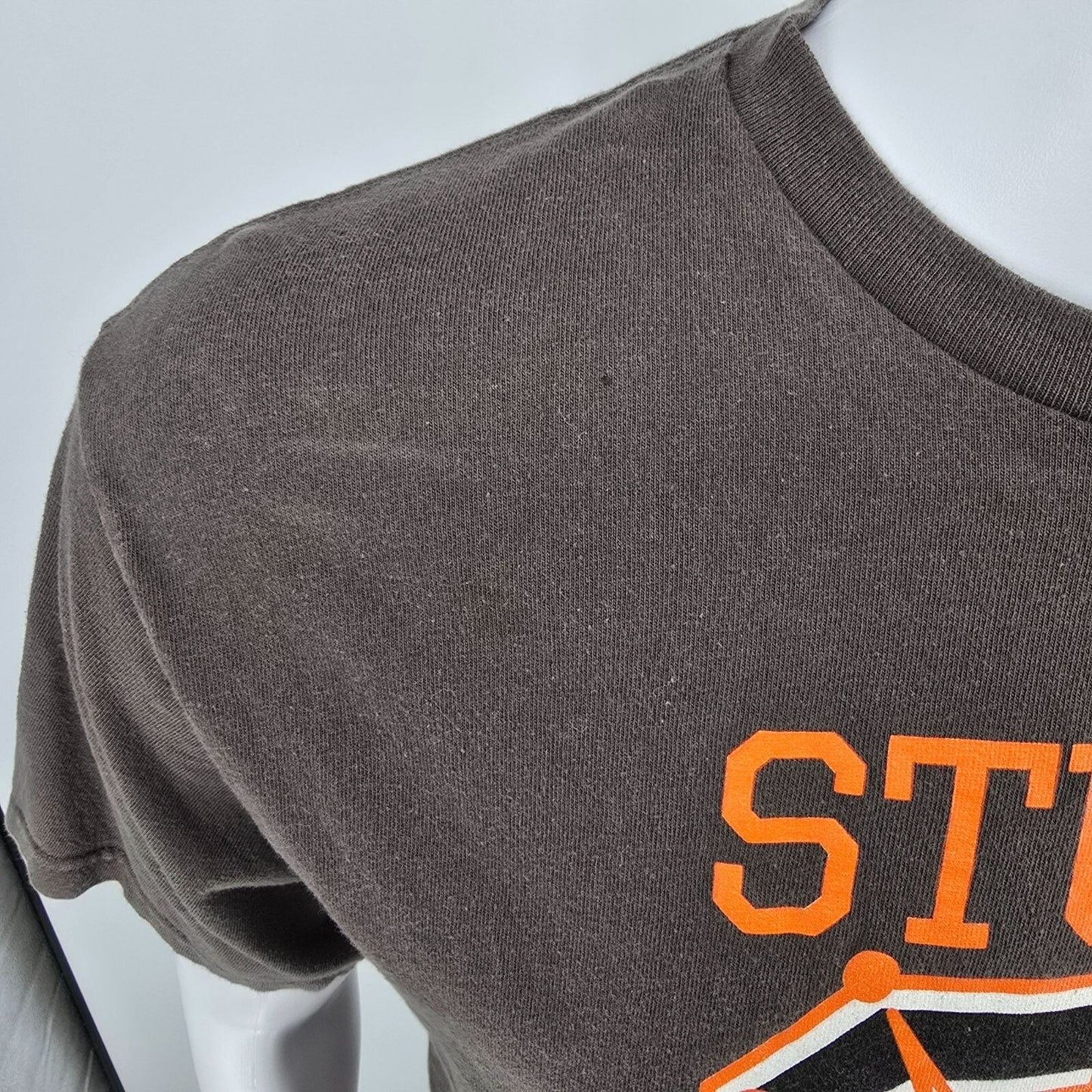 Distressed 2010s Stüssy Crowned Donkey Big A** Gear Graphic Logo T-Shirt (M)