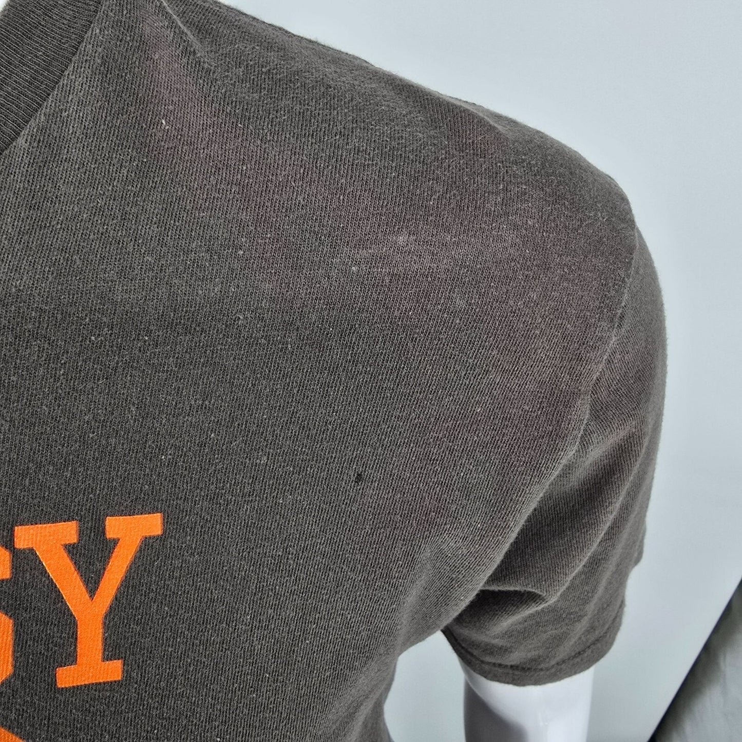 Distressed 2010s Stüssy Crowned Donkey Big A** Gear Graphic Logo T-Shirt (M)