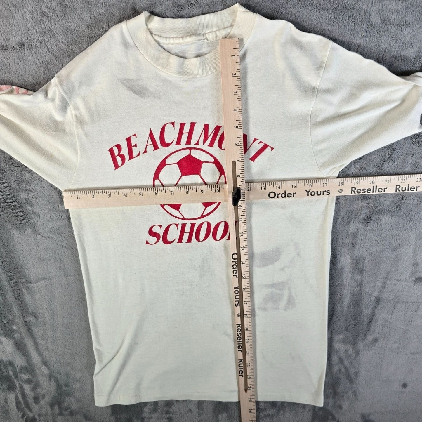 Distressed Vintage 1980s Beachmont Soccer "Chris" CAW Gym Class PE T-Shirt (S)