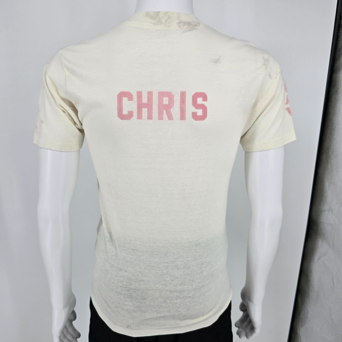 Distressed Vintage 1980s Beachmont Soccer "Chris" CAW Gym Class PE T-Shirt (S)