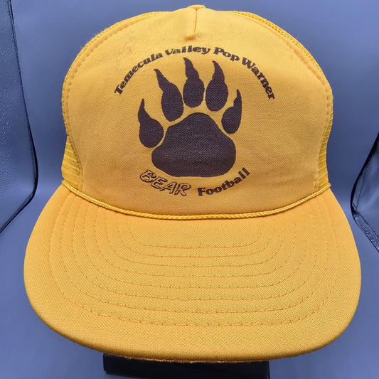 Distressed Temecula Valley Pop Warner Bear Football Yellow Snapback Trucker Hat
