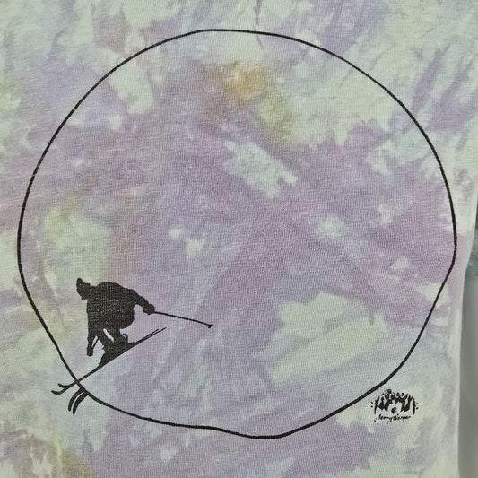 Vintage 1990s HEAVY Pastel Tie-Dye Jerry Werner Skiing Graphic T-Shirt (M)