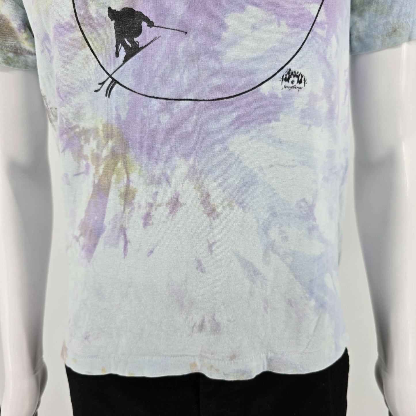 Vintage 1990s HEAVY Pastel Tie-Dye Jerry Werner Skiing Graphic T-Shirt (M)