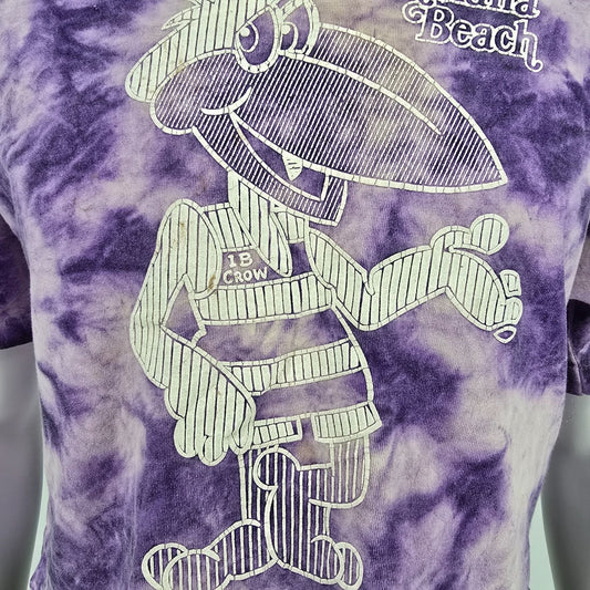 Vintage 1990s Sherry's Best Indiana Beach IB Crow Tie-Dye Crop T-Shirt (OS/L/XL)