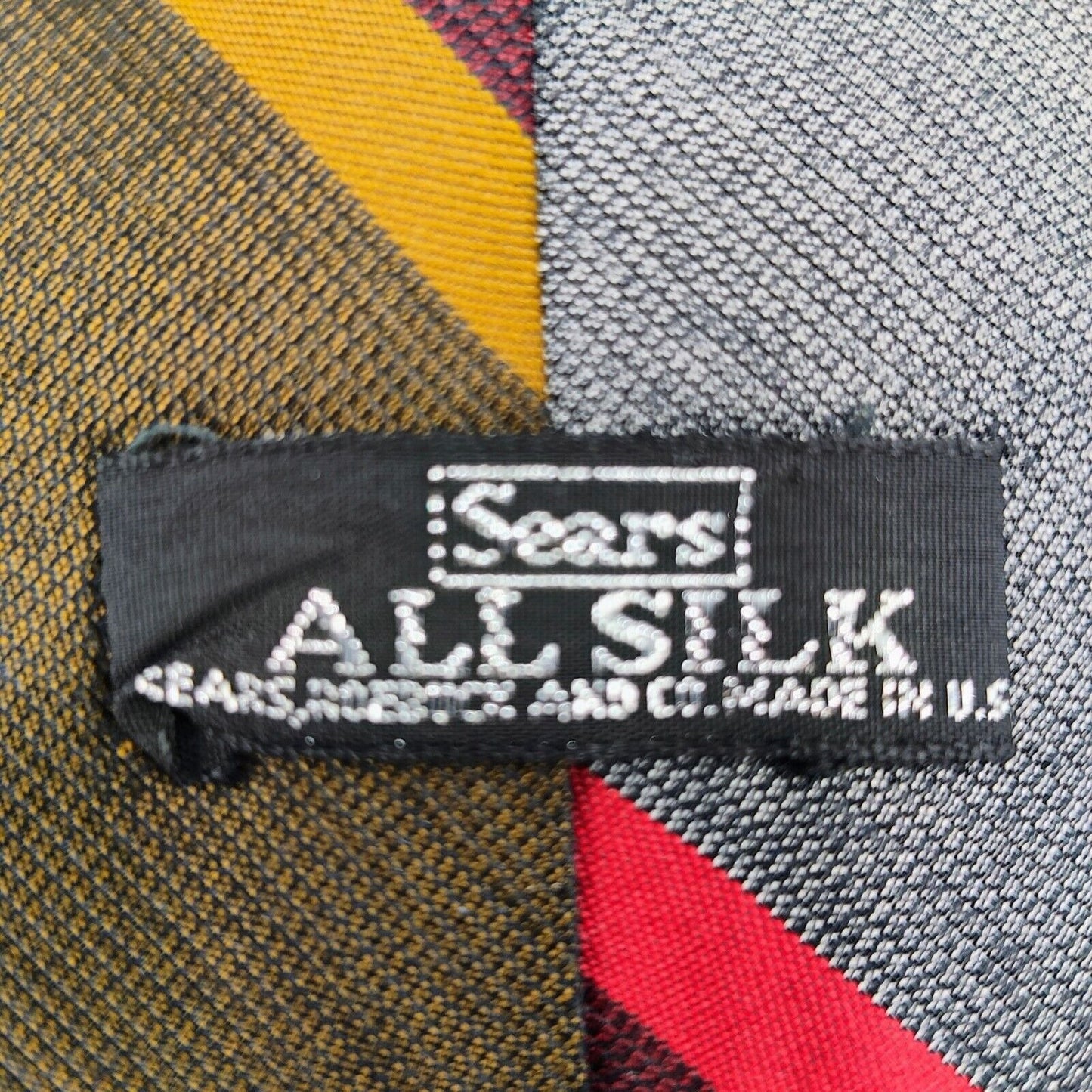 Vintage 1960s Sears, Roebuck and Co. Made in USA" All Silk" Striped Necktie