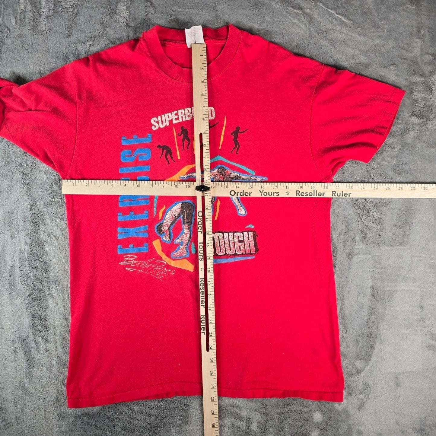 Vintage 1980s Superbuild Exercise Tough Body Power Single Stitch Gym T-Shirt (L)