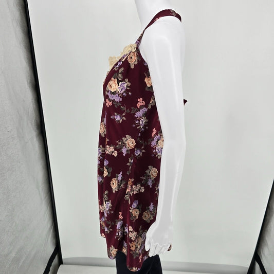 Vintage 1990s California Dynasty Made in USA Floral Satin Chemise (Medium)