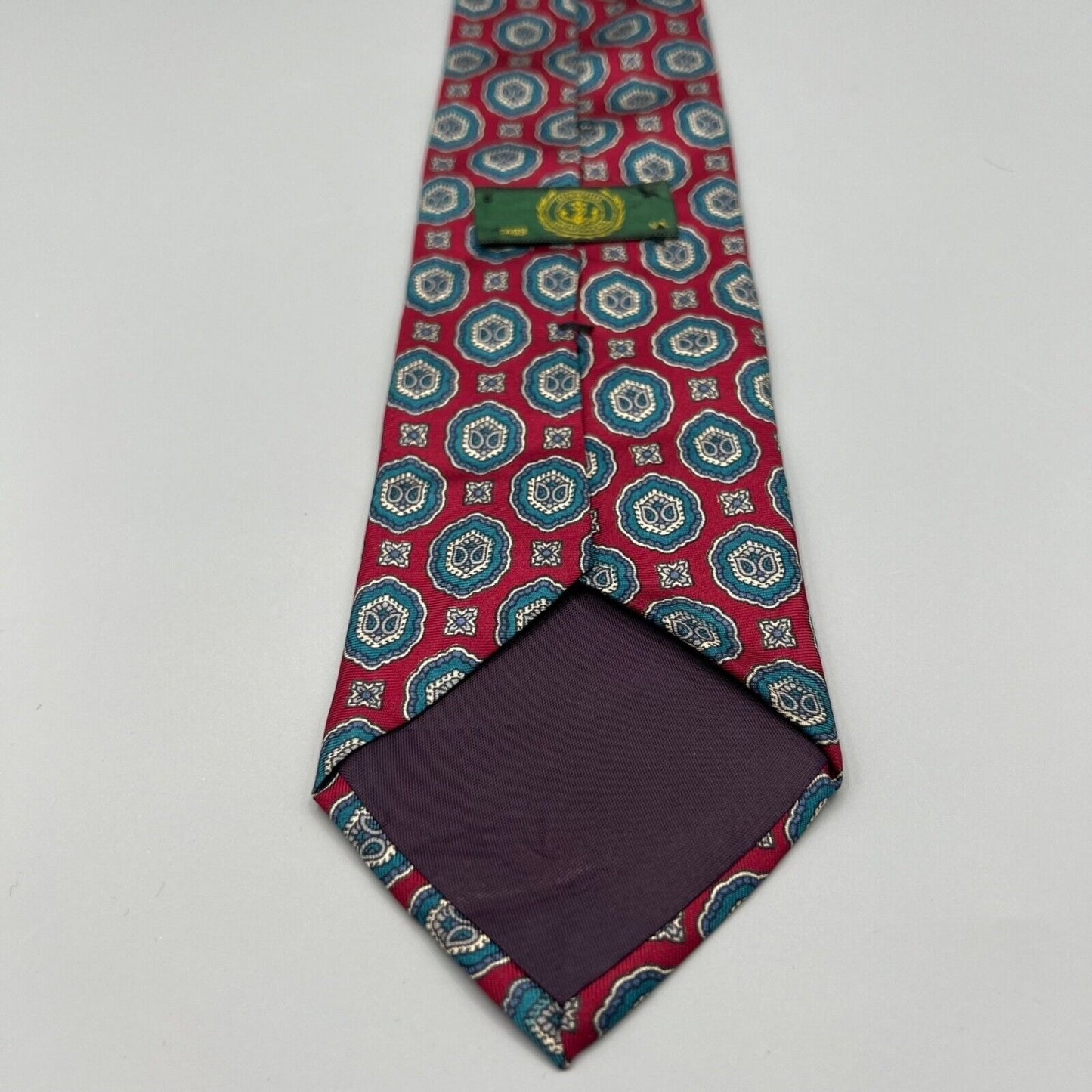 Vintage 80s/90s Ignatius Menswear Silk Print Made in USA Red Geometric Necktie
