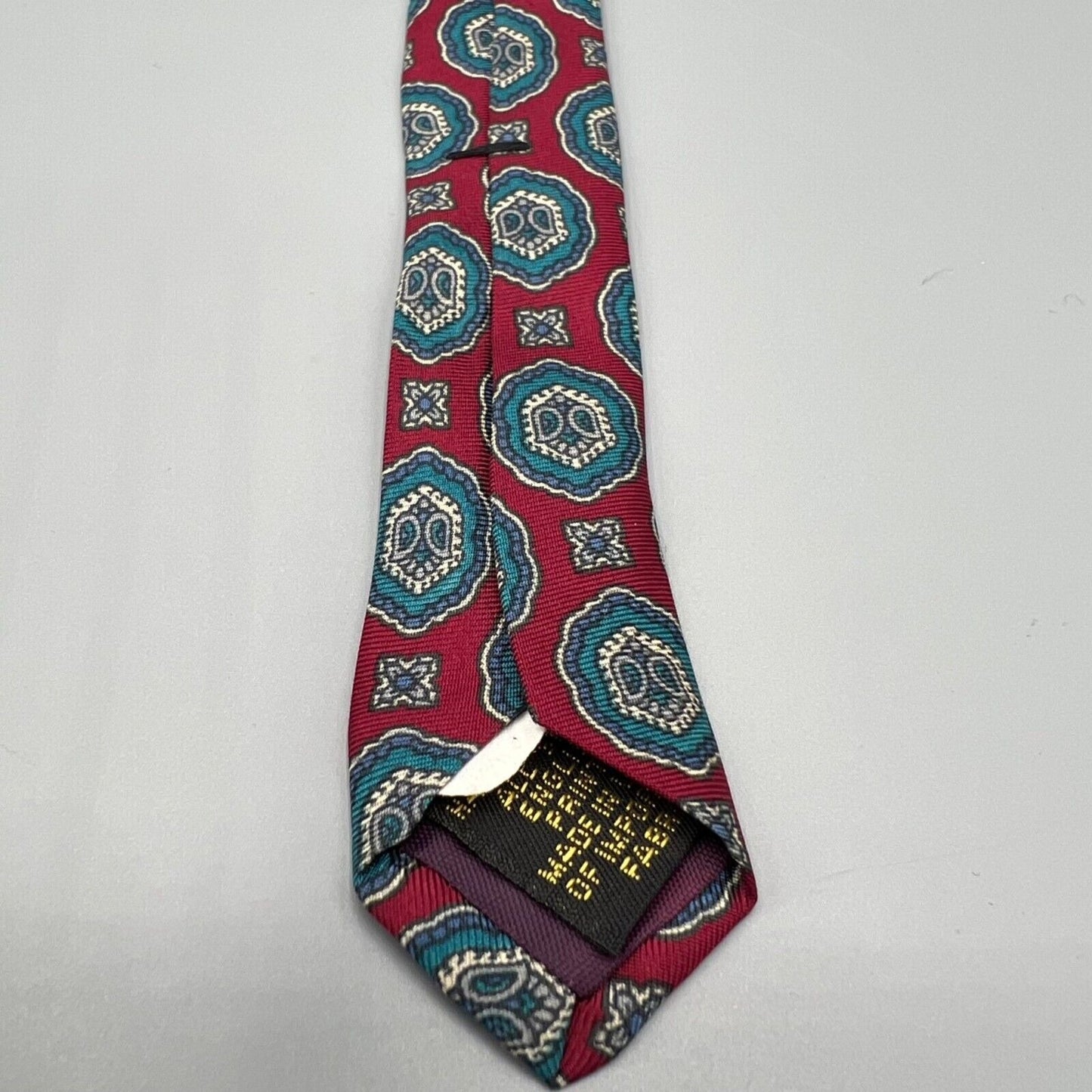 Vintage 80s/90s Ignatius Menswear Silk Print Made in USA Red Geometric Necktie