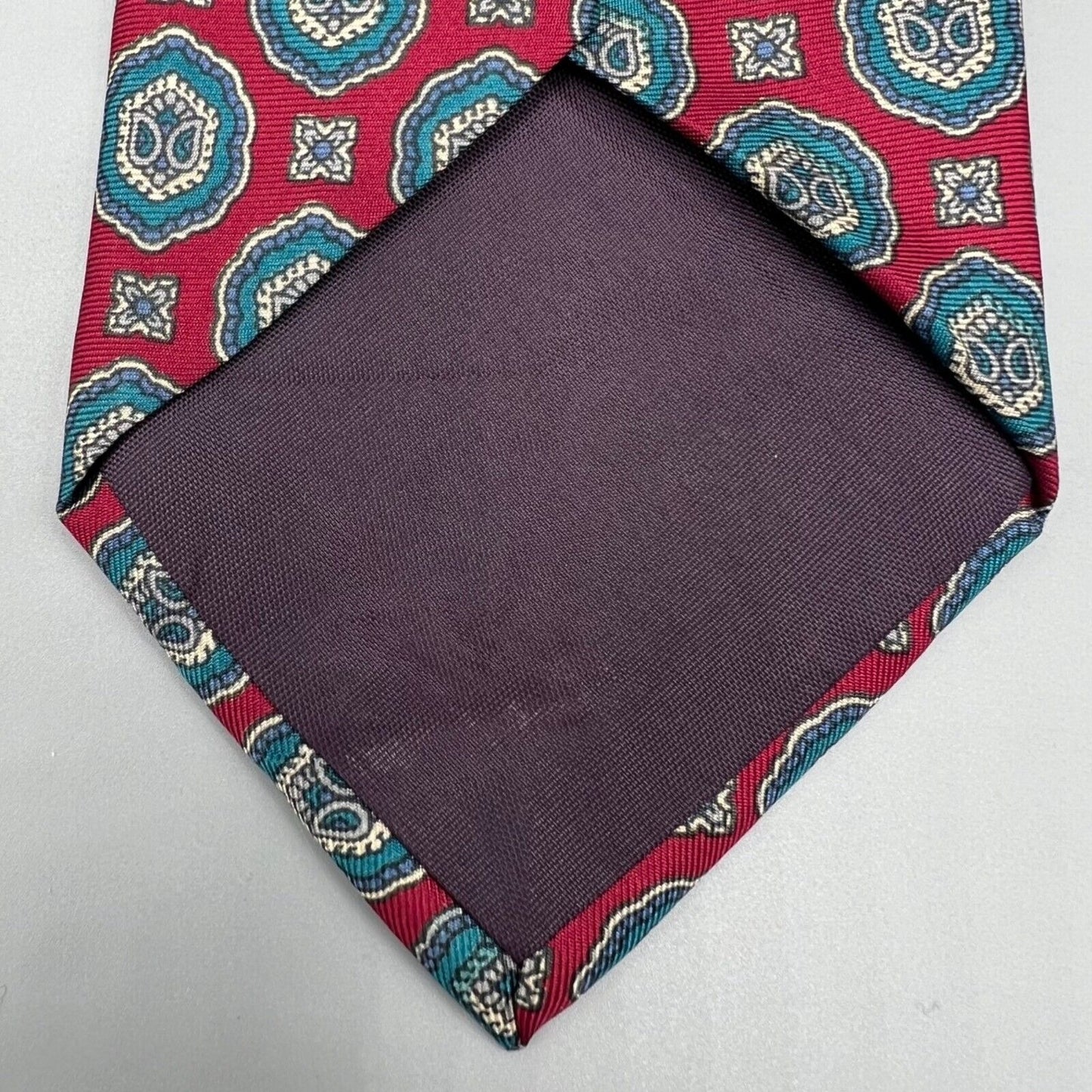 Vintage 80s/90s Ignatius Menswear Silk Print Made in USA Red Geometric Necktie