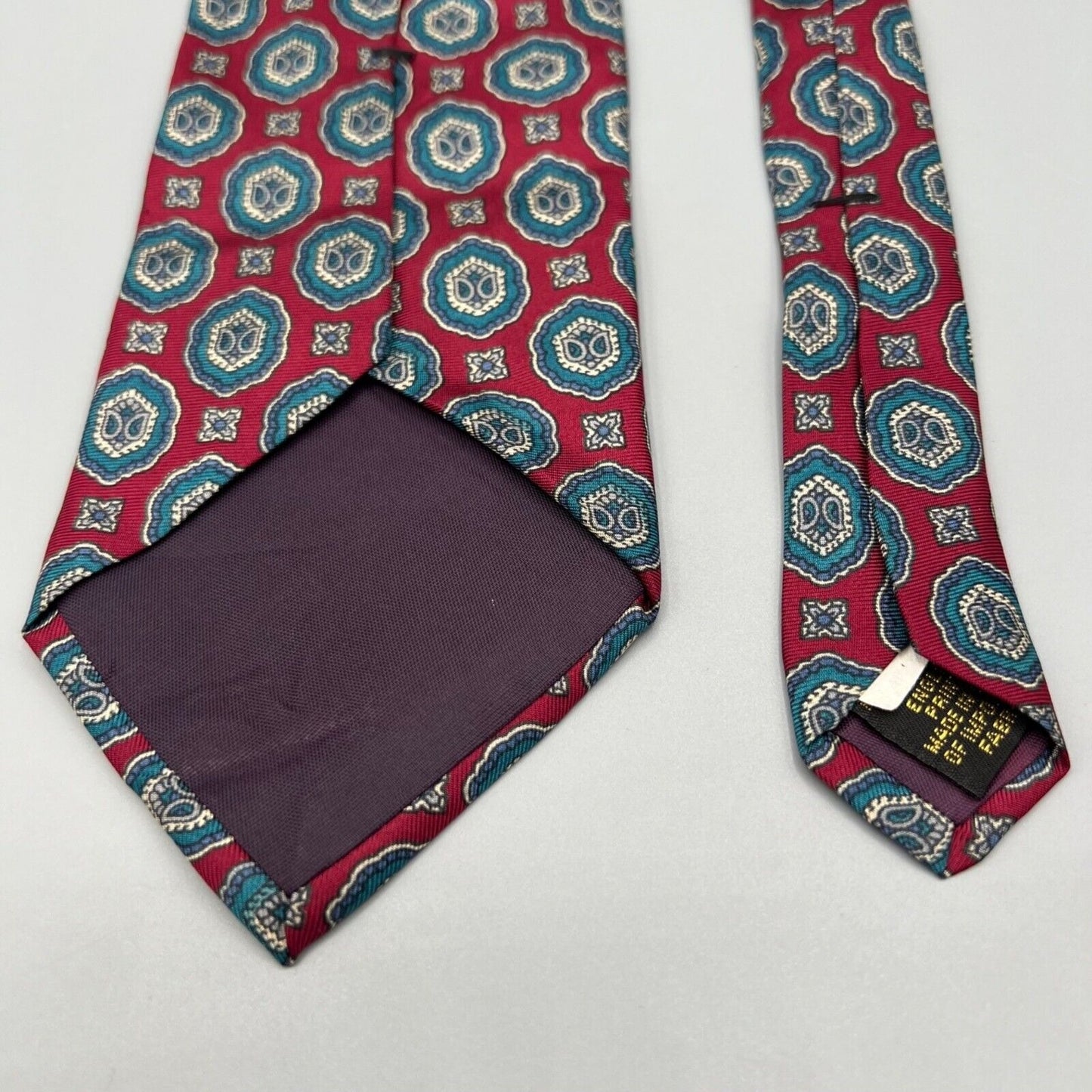 Vintage 80s/90s Ignatius Menswear Silk Print Made in USA Red Geometric Necktie