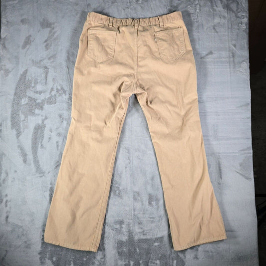 Vintage Late 70s Early 80s Levi's For Men White Tab Tan Flared Leg Pants (38x31)