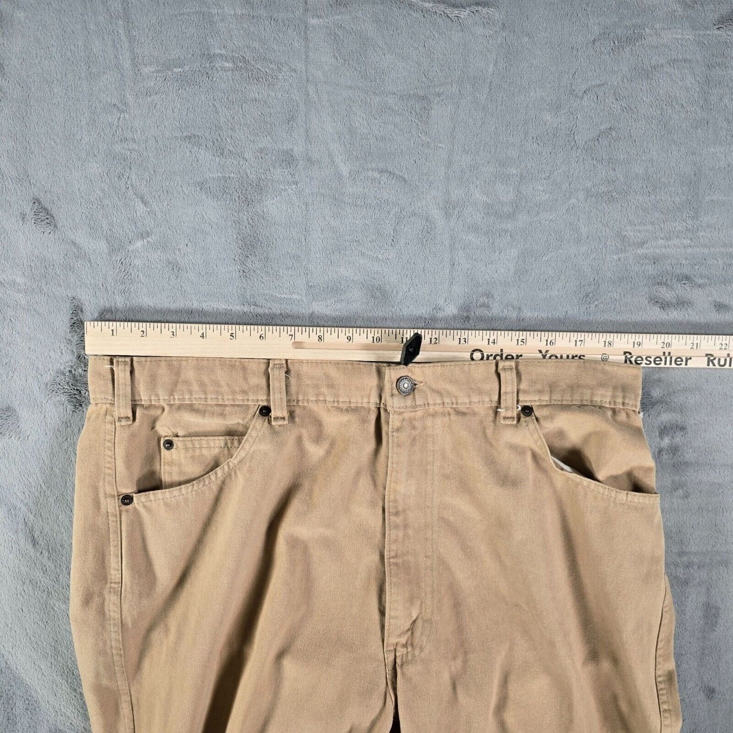 Vintage Late 70s Early 80s Levi's For Men White Tab Tan Flared Leg Pants (38x31)