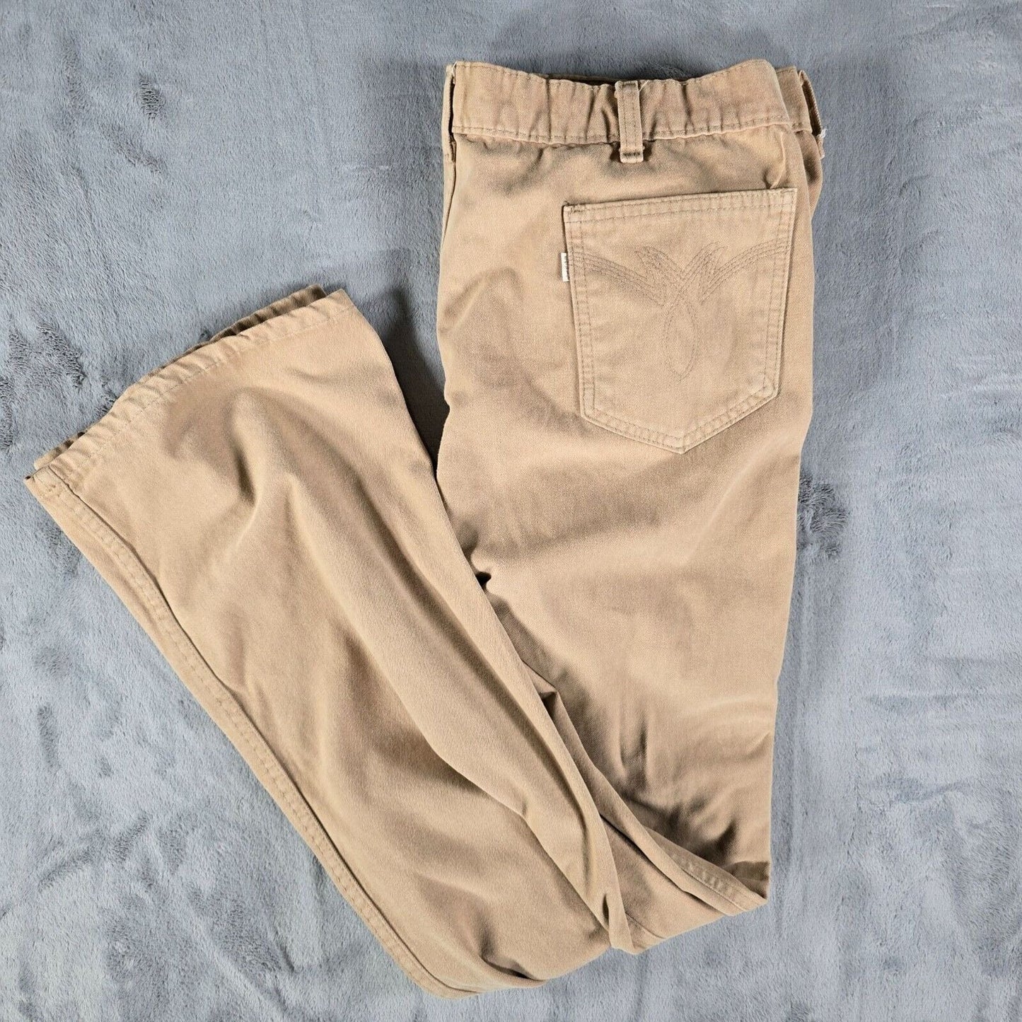 Vintage Late 70s Early 80s Levi's For Men White Tab Tan Flared Leg Pants (38x31)