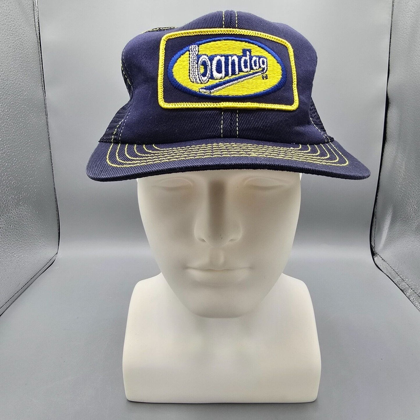 Vintage 1980s Stylemaster Made in USA Bandag Tires Patch Logo Mesh Snapback Hat
