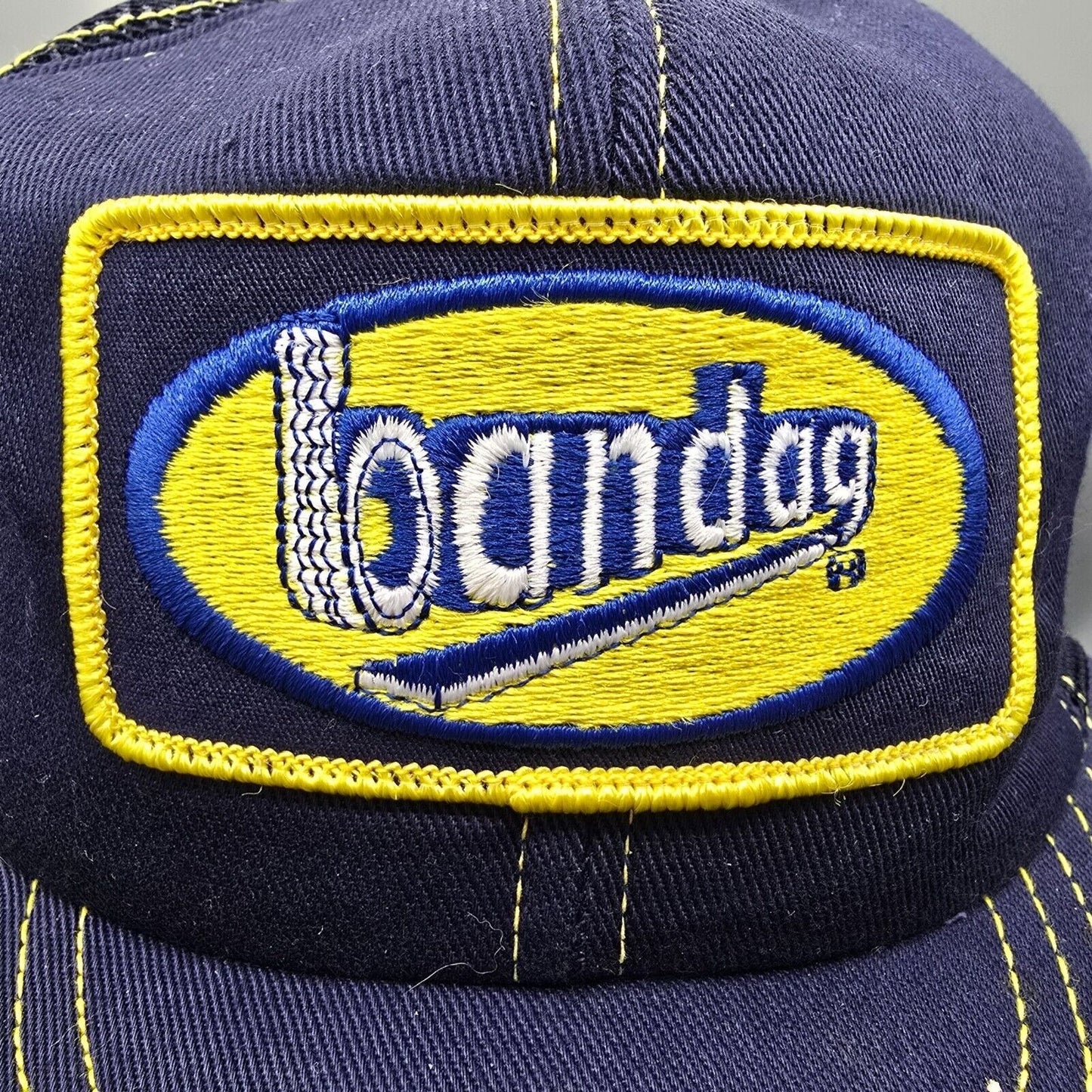 Vintage 1980s Stylemaster Made in USA Bandag Tires Patch Logo Mesh Snapback Hat